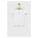 Tričko s prímesou ľanu United Colors of Benetton biela farba