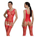 Passion ECO BS007 red - Bodystocking Farba: Červená