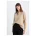 DEFACTO Women's Regular Fit Soft Texture Polo Neck Knitwear Sweater