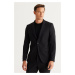 ALTINYILDIZ CLASSICS Men's Black Slim Fit Slim Fit Dovetail Collar Cordura Fabric Patterned Wool