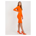 Neónovo-oranžové priliehavé šaty s rolákom RV-SK-R5133.07P-orange