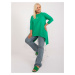 Green Asymmetrical Oversized Blouse With Applique