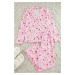 Trendyol Pink 100% Cotton Teddy Bear-Heart Patterned Knitted Pajama Set