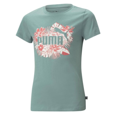 Puma ESS+ FLOWER POWER TEE G ADRIATIC Dievčenské tričko, zelená, veľkosť