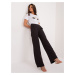 Black smooth high-waisted fabric trousers