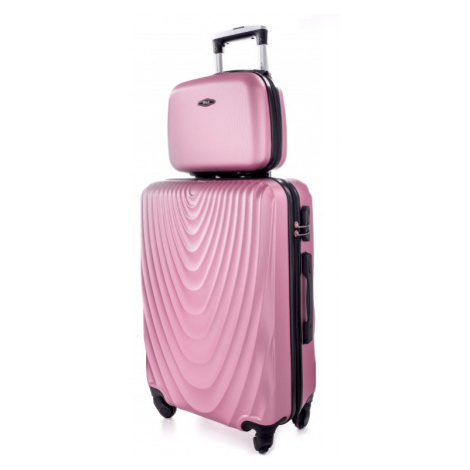 Ružová sada (taška+kufor) škrupinových kufrov &quot;Motion&quot; - veľ. L, XL
