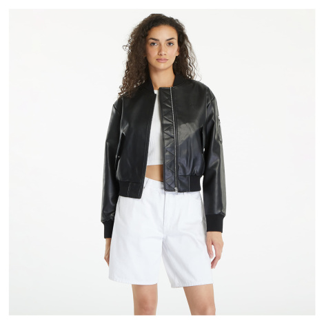 Bunda Calvin Klein Jeans Faux Leather Bomber Jacket Black