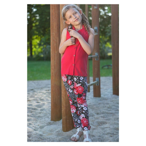 Girls' black floral trousers FASARDI