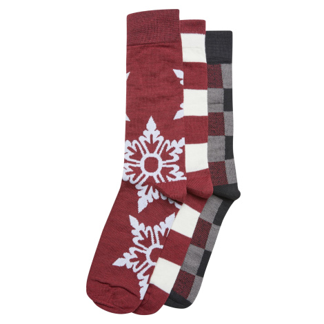 Christmas socks Snowflake 3-pack - burgundy Urban Classics