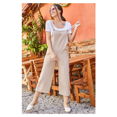 armonika Women's Light Beige Gardener Jumpsuit ARM-20K001117