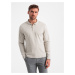 Ombre Men's longsleeve with zippered polo collar - ash