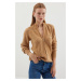 Bigdart 15880 Zippered Knitwear Cardigan - Biscuit