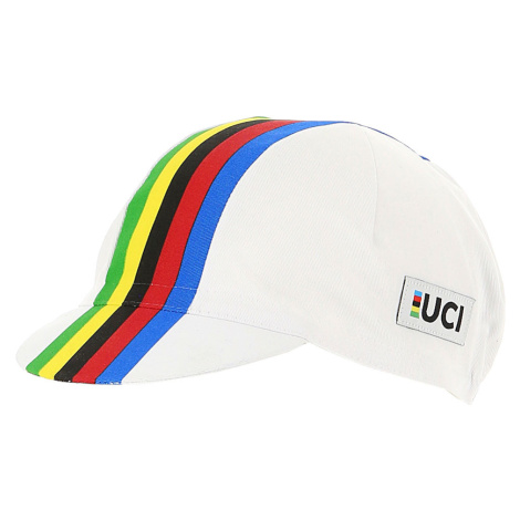 SANTINI Cyklistická čiapka - UCI RAINBOW - biela/dúhová