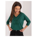 Dark green women's casual blouse with inscription