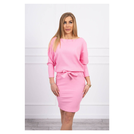 Dress with waist tie light pink