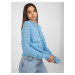 Light blue openwork oversize sweater with wool