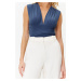 Trendyol Blue Tie Detail V Neck Fitted/Sleeping Elastic Knitted Bodysuit