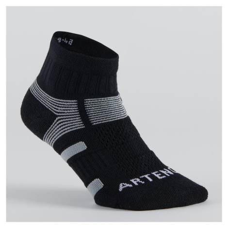 Športové ponožky RS 560 stredne vysoké 3 páry čierno-sivé ARTENGO