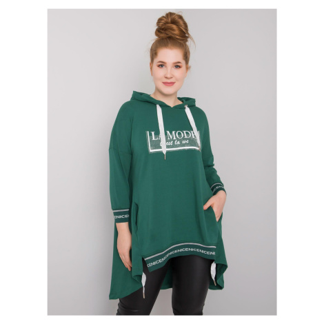 Dark green women's sweatshirt in larger size with pocket