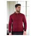 66492 Dewberry Zippered Polo Neck Knit Mens Sweater-BURGUNDY