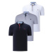 TRIPLE SET T8582 DEWBERRY MENS T-SHIRT-NAVY BLUE-WHITE-GREY