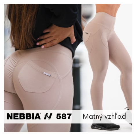 NEBBIA - Bubble Butt legíny s vysokým pásom Lifting Effect 587 (cream) - NEBBIA