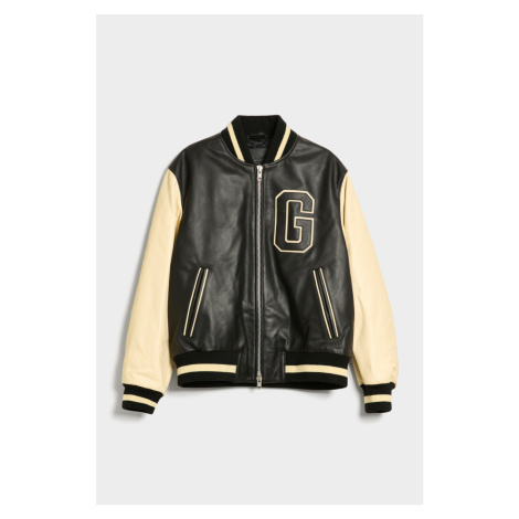 BUNDA GANT UNISEX LEATHER VARSITY JACKET BLACK