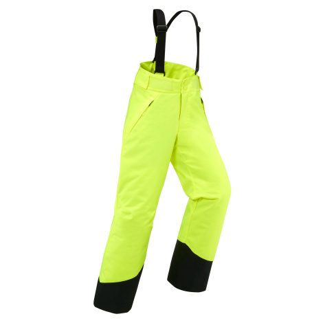 Detské lyžiarske nohavice PNF 500 nepremokavé s trakmi žlté