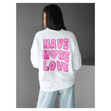 Biela mikina 100% bavlna BASTIAN s ružovým nápisom