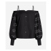 Blúzka Karl Lagerfeld Off Shoulder Embroidery Top Black