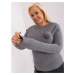 Dark gray women's plus size sweater with pompom