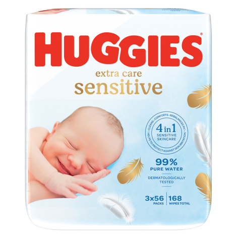 HUGGIES Detské vhčené obrúsky Extra Care Triplo 3x56 kusov