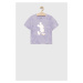 Detské bavlnené tričko GAP x Myszka Miki fialová farba