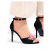Komfortné dámske sandále čierne na ihličkovom podpätku