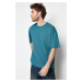 Trendyol Emerald Green Oversize/Wide Cut Basic 100% Cotton T-Shirt