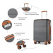 KONO Set 4 cestovných kufrov s horizontálnym dizajnom - ABS - sivo hnedá- 10L/44L/66L/96L