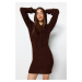 Trendyol Brown Mini Knitwear Hooded Dress