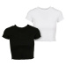 Women's T-shirt Cropped Rib 2-Pack black/white