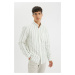 DEFACTO Regular Fit Regular Cut Oxford Button-down Striped Cotton Long Sleeve Shirt