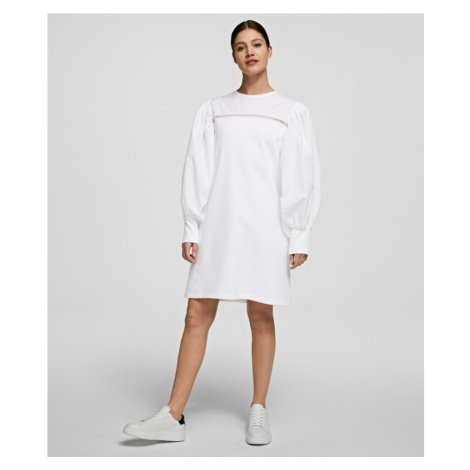 Šaty Karl Lagerfeld Fabric Mix Sweat Dress Biela