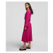 Šaty Karl Lagerfeld V Neck Silk Midi Dress Ružová