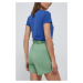 Bavlnené šortky United Colors of Benetton dámske, zelená farba, jednofarebné, vysoký pás
