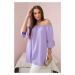 Spanish blouse with ruffles on the sleeve light purple