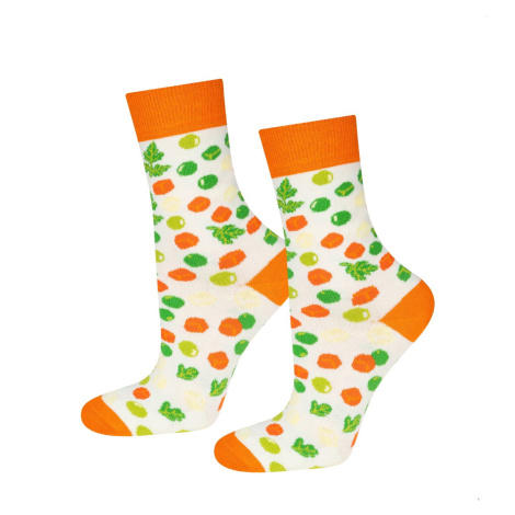 Dámske ponožky Zeleninový šalát - SOXO žlutá s potiskem