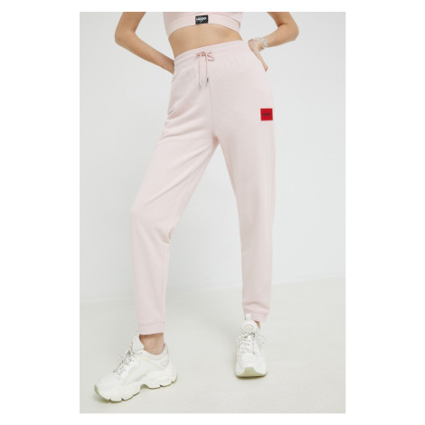Nohavice HUGO dámske,ružová farba,jednofarebné,50455983 Hugo Boss