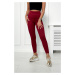 Striped leggings trousers in burgundy color