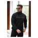 93671 Dewberry Embroidered Zippered Oversize Mens Sweatshirt-BLACK