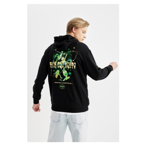 DEFACTO Rick And Morty Boxy Fit Hooded Sweatshirt