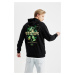 DEFACTO Rick And Morty Boxy Fit Hooded Back Printed Sweatshirt