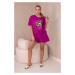 Women's set T-shirt with print + shorts - dark purple